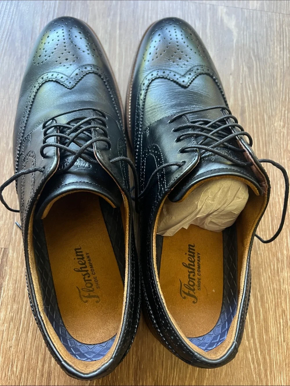 Florsheim Black Leather Wingtip Derby Shoes